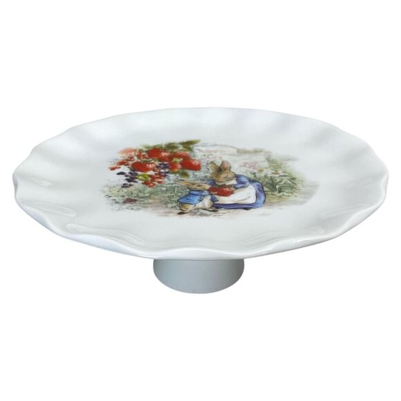 Beatrix Potter Peter & Momma Rabbit Easter 10.5" Dessert Cake Stand Pedestal - Picture 1 of 7